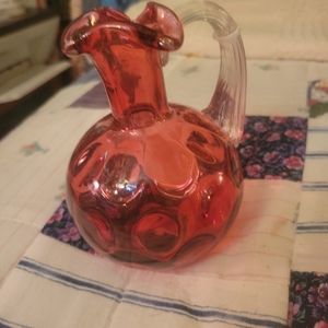 Coun dot cranberry pitcher vase